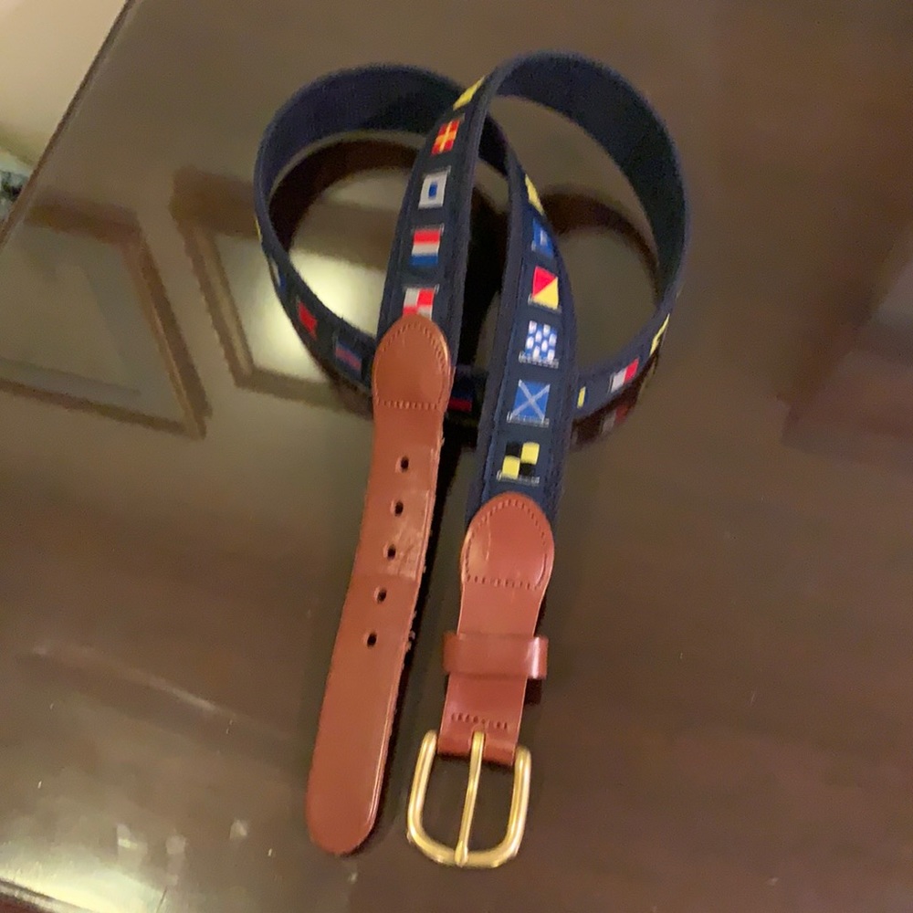 Leather Man Ltd navy code flags belt. Size 38.